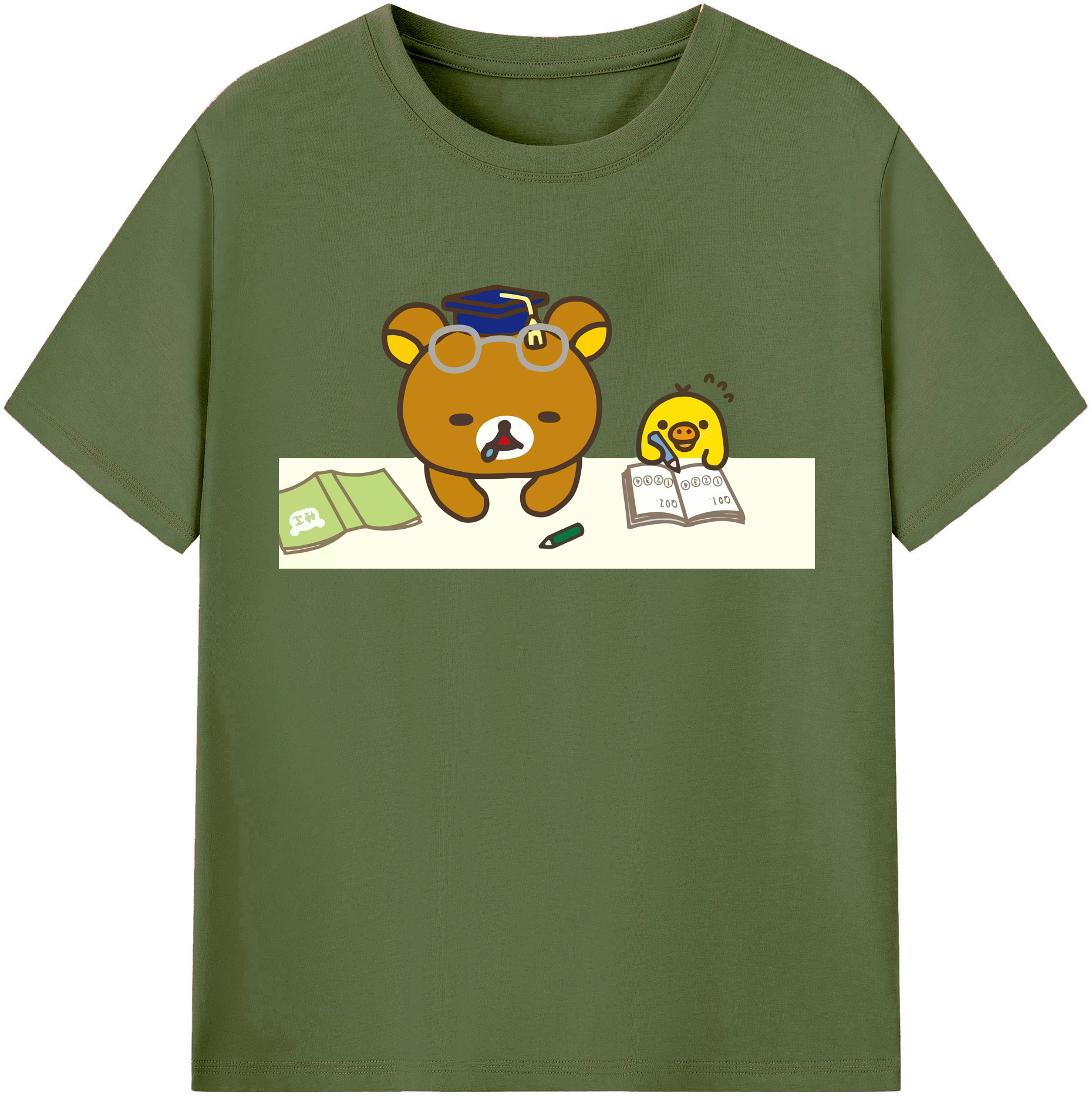 （画像用） リラックマ リラックマ キイロイトリ Rilakkuma Korilakkuma Kiiroitori 綿100％半袖Tシャツ（フロントプリント）